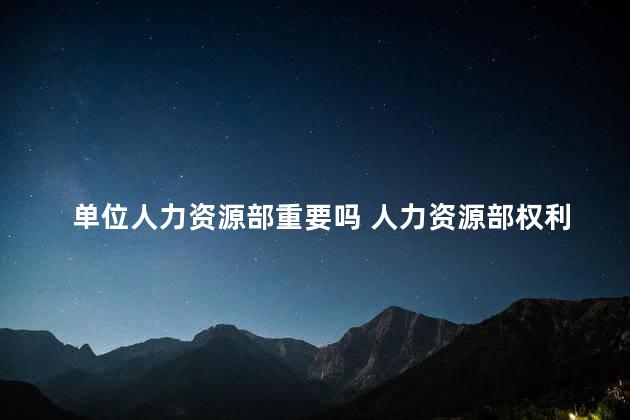单位人力资源部重要吗 人力资源部权利很大吗